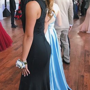 Black beaded neck prom dress